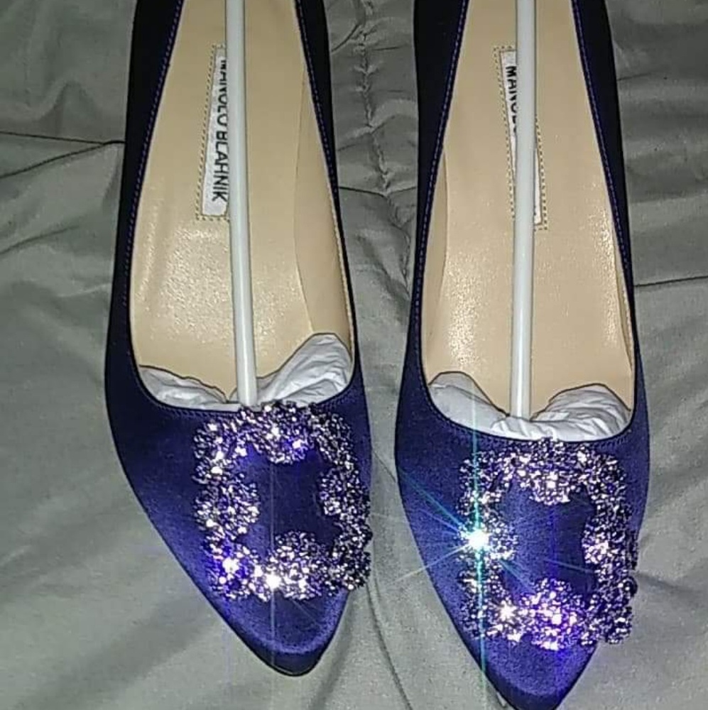 Manolo Blahnik Satin Crystal Toe Pump
